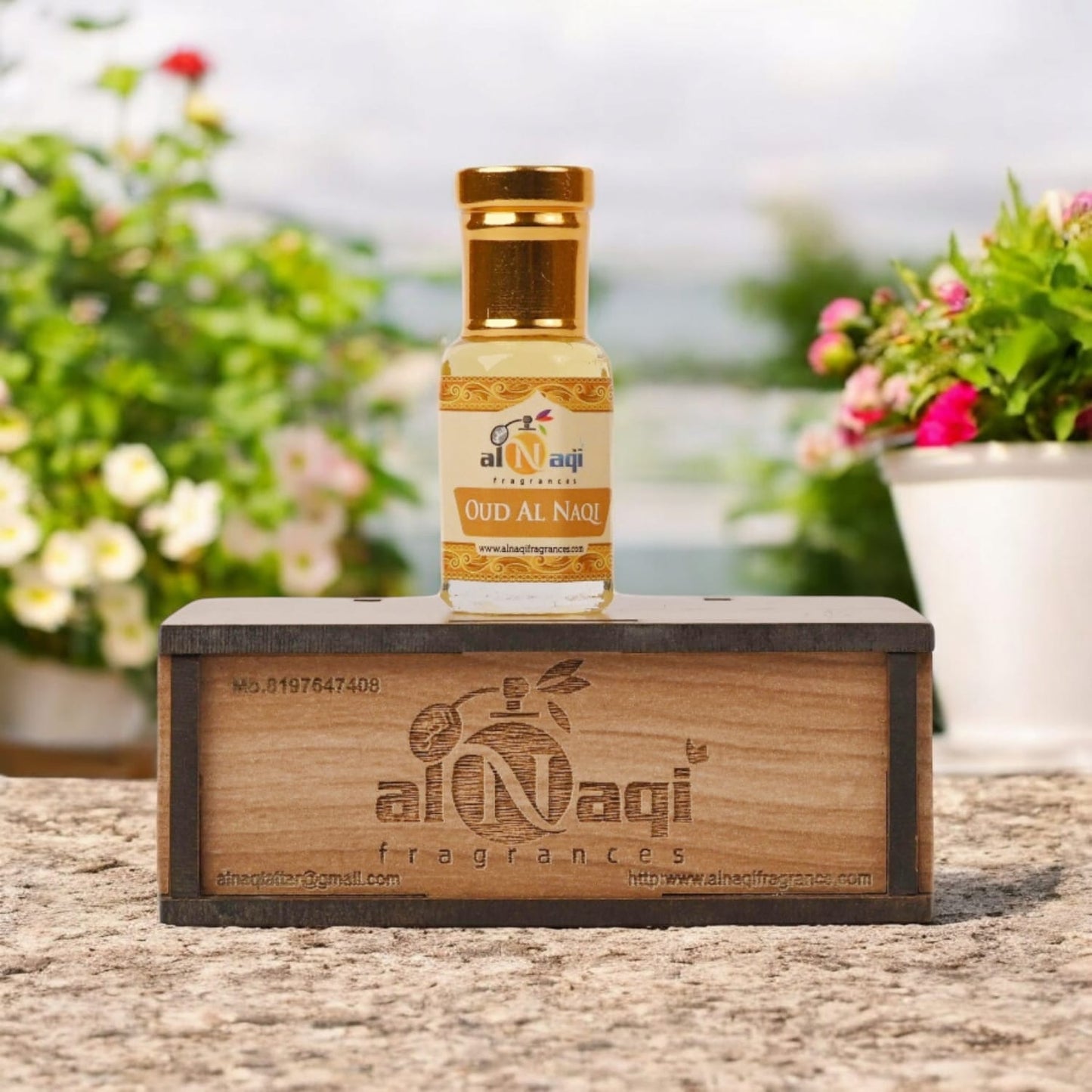 Close-up of luxurious fragrance bottle with deep hues