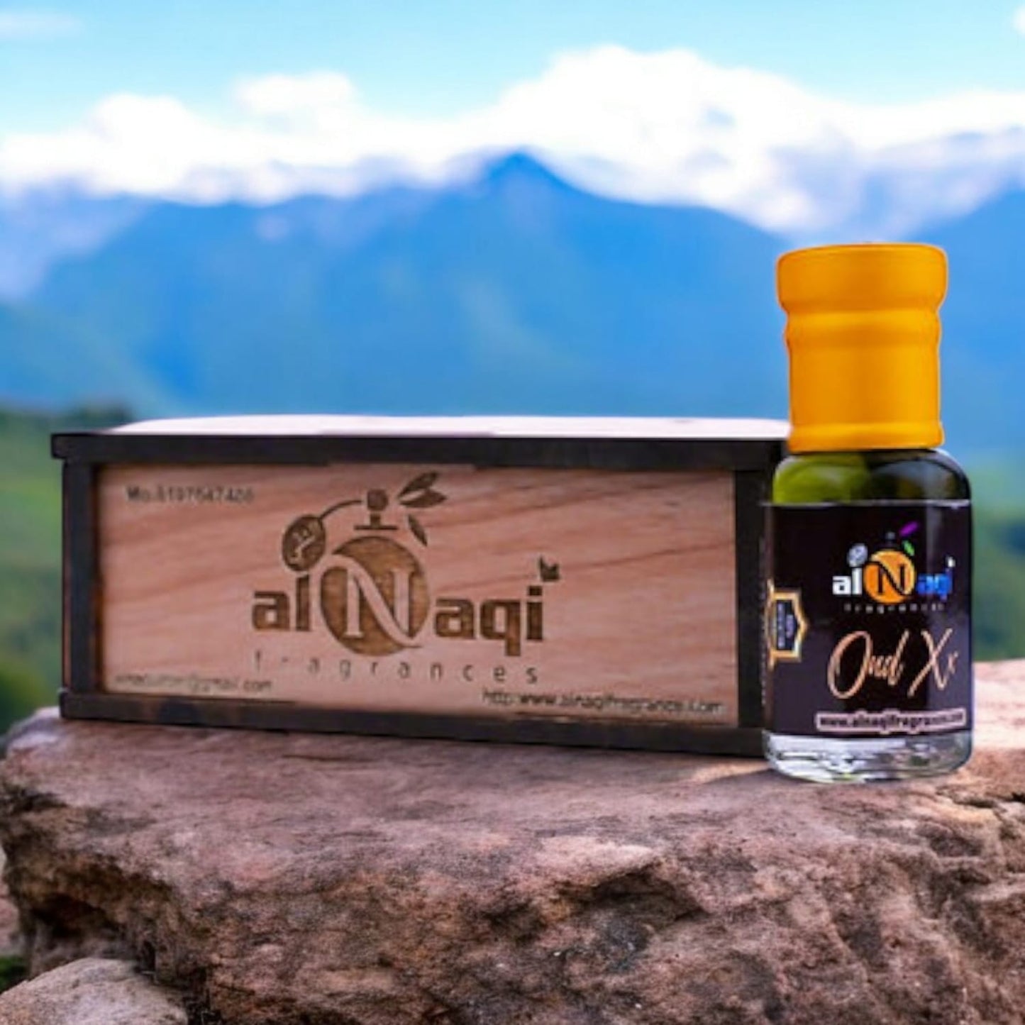 Elegant presentation of Alnaqi Oud XX Essence Attar