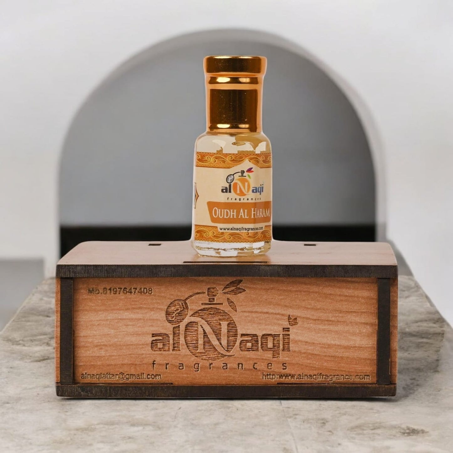 Elegant perfume bottle showcasing intricate design details