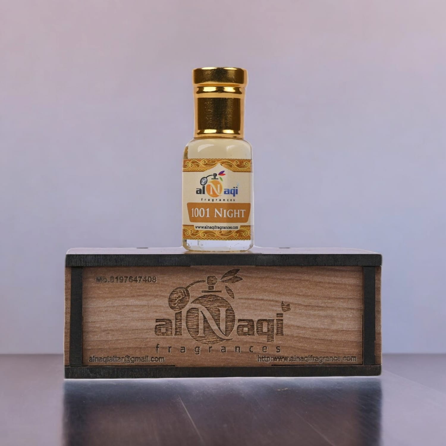 Elegant glass bottle of luxurious Arabian attar