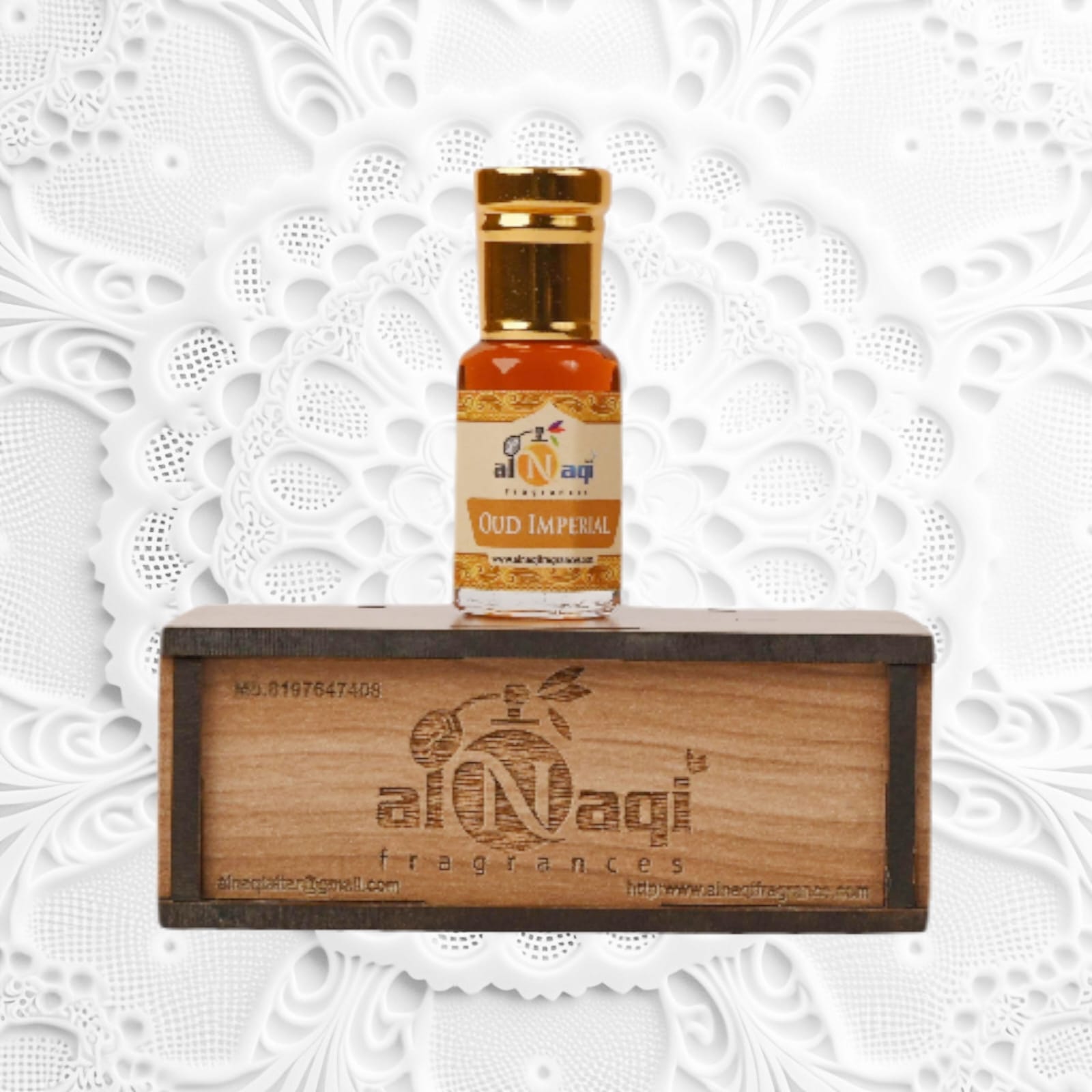 Luxurious glass vial showcasing rich agarwood essence