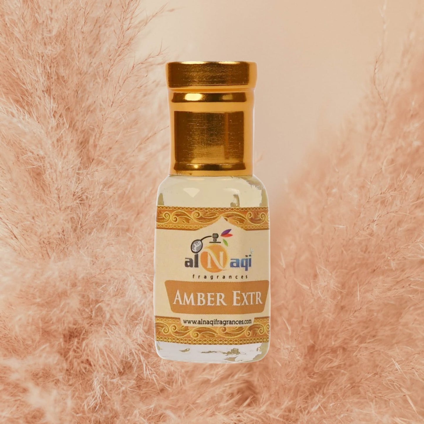 Refined glass bottle displaying the warm, rich hue of the fragrance