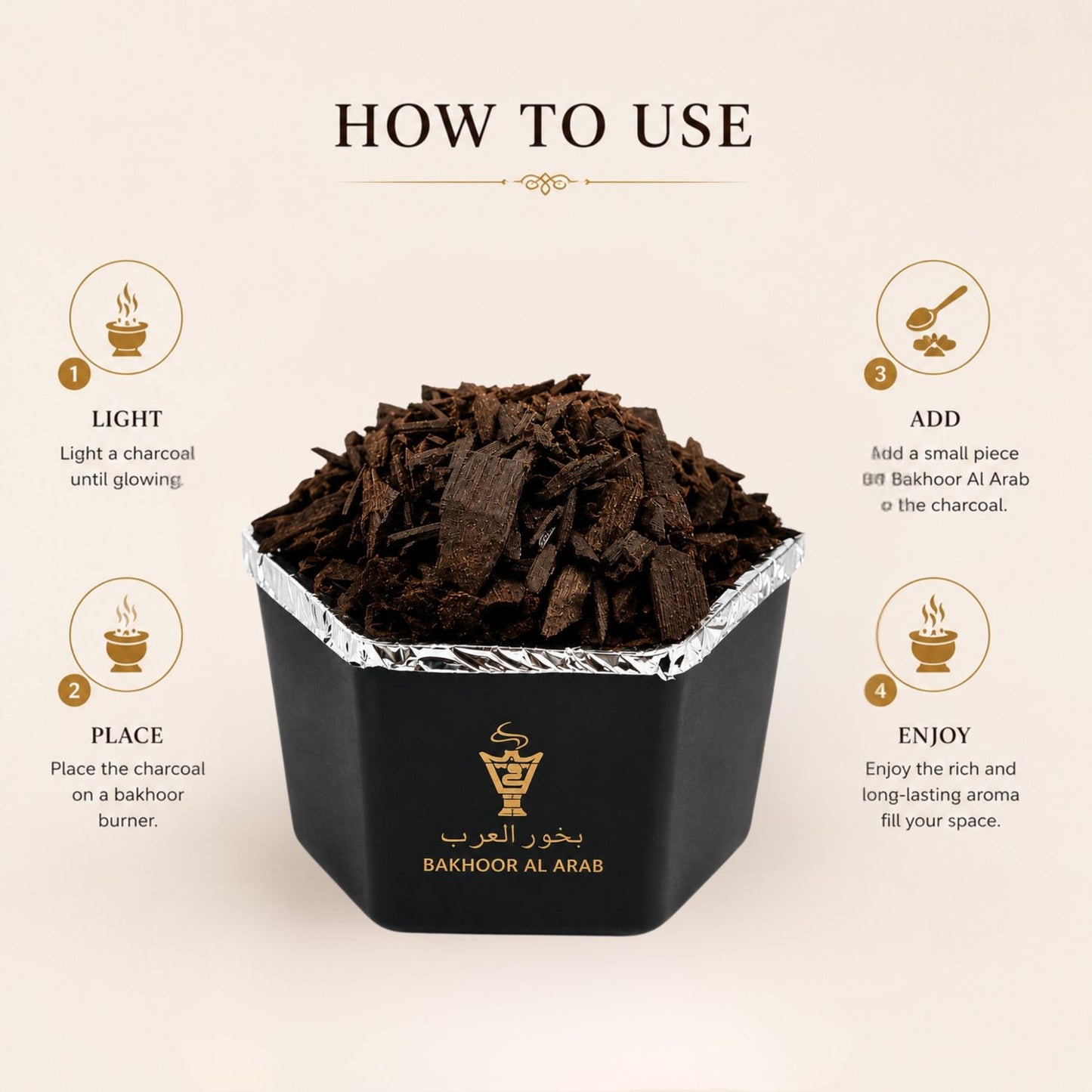 Bhakoor AL-Arab premium bakhoor blend for elegant ambiance
