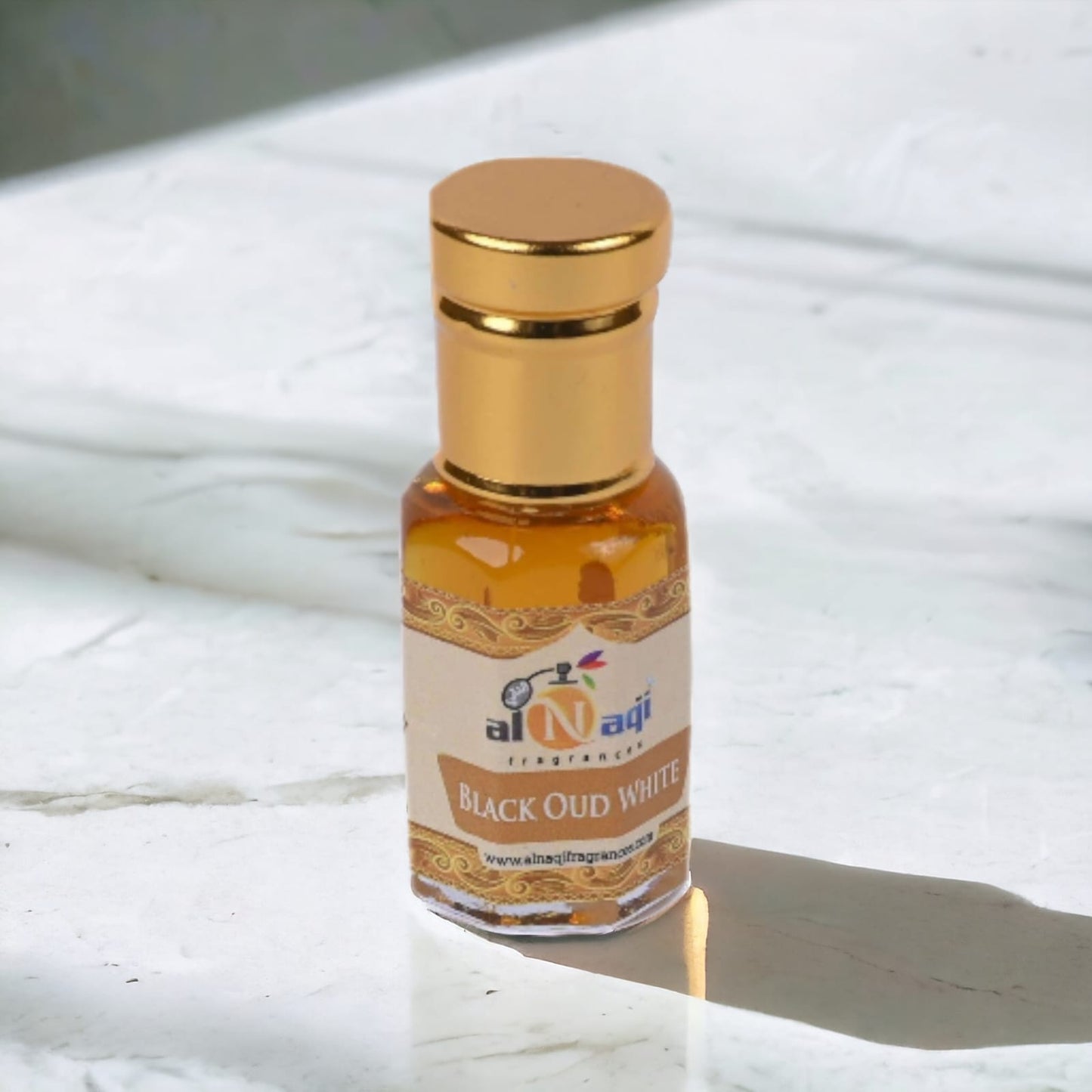 Detailed view of a sophisticated perfume bottle with an ornate design