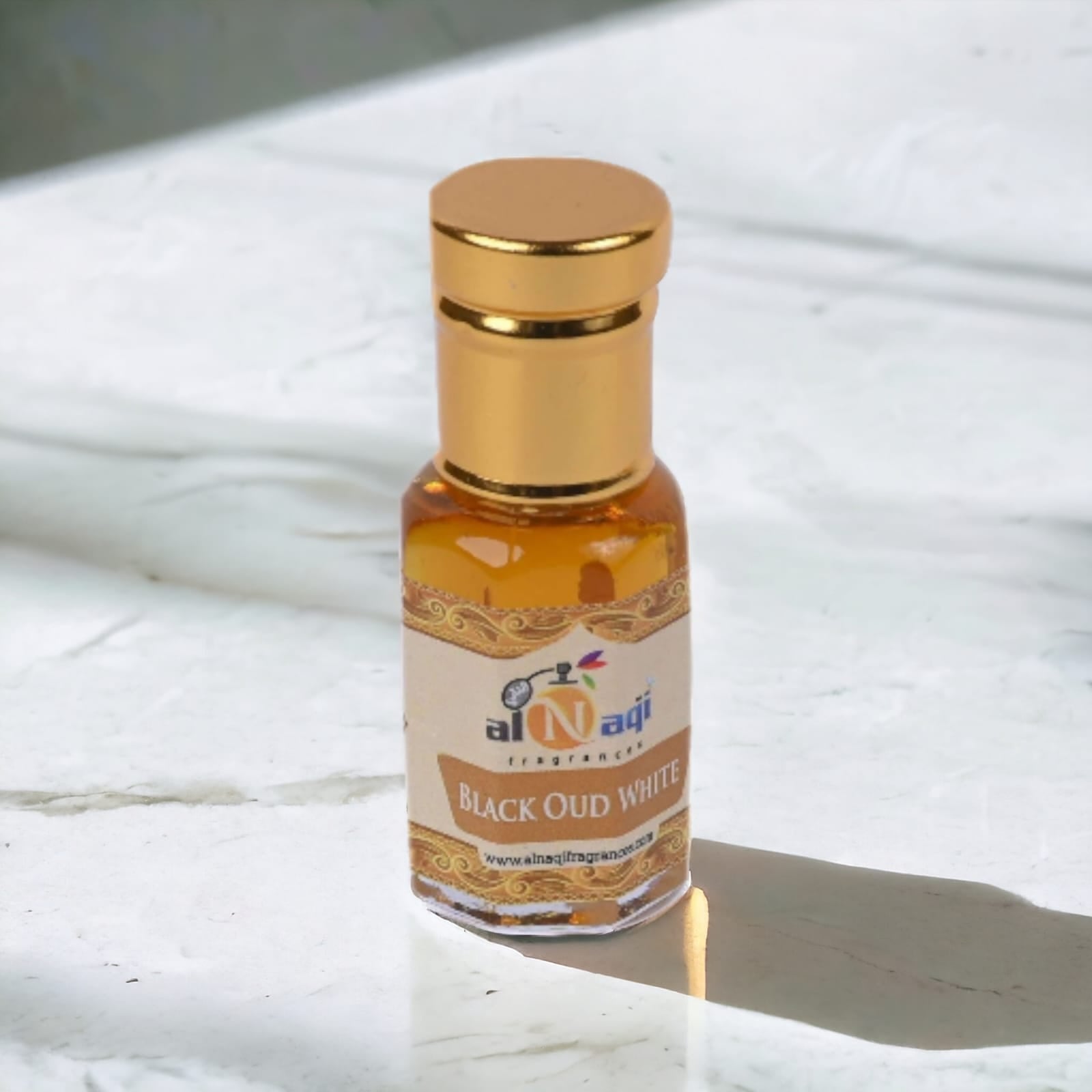 Detailed view of a sophisticated perfume bottle with an ornate design
