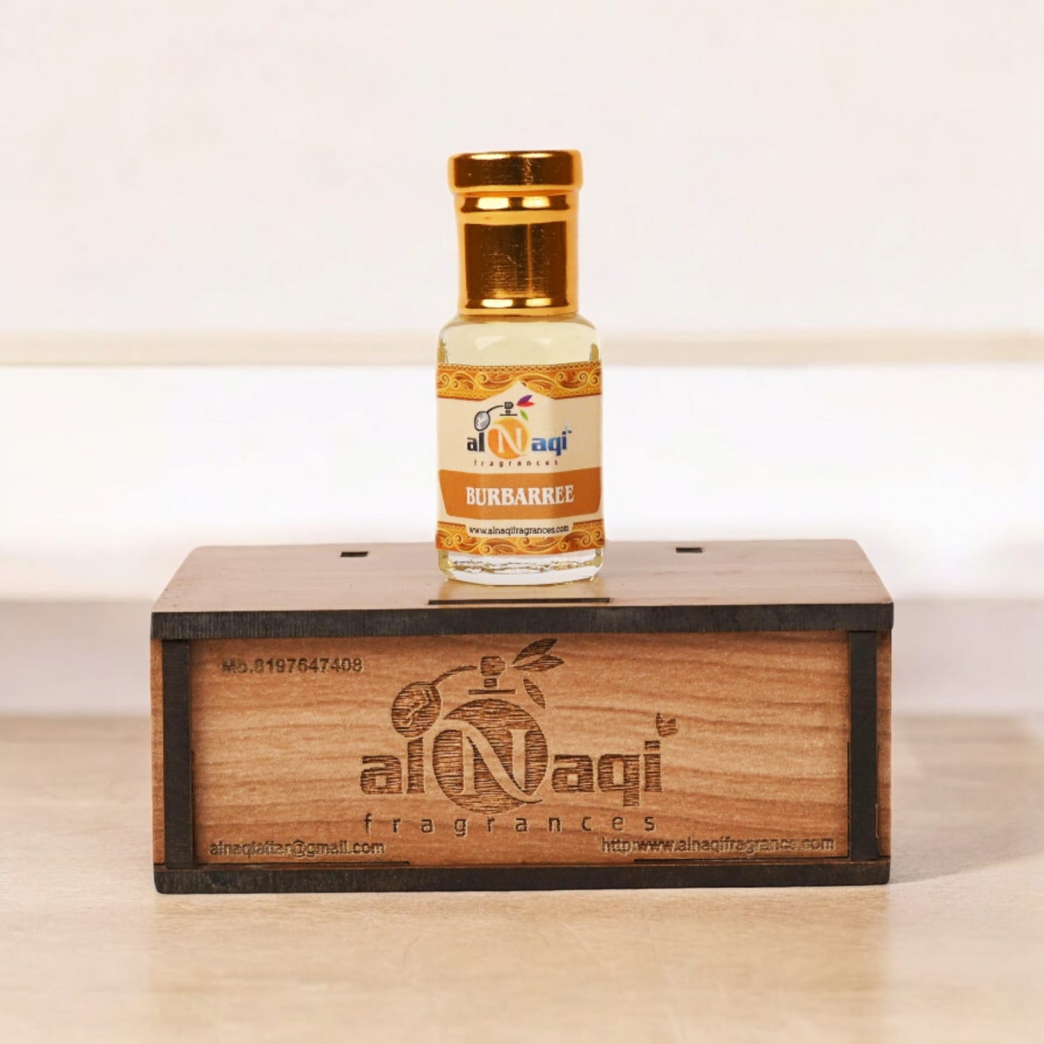 High-end attar presented in a refined glass bottle