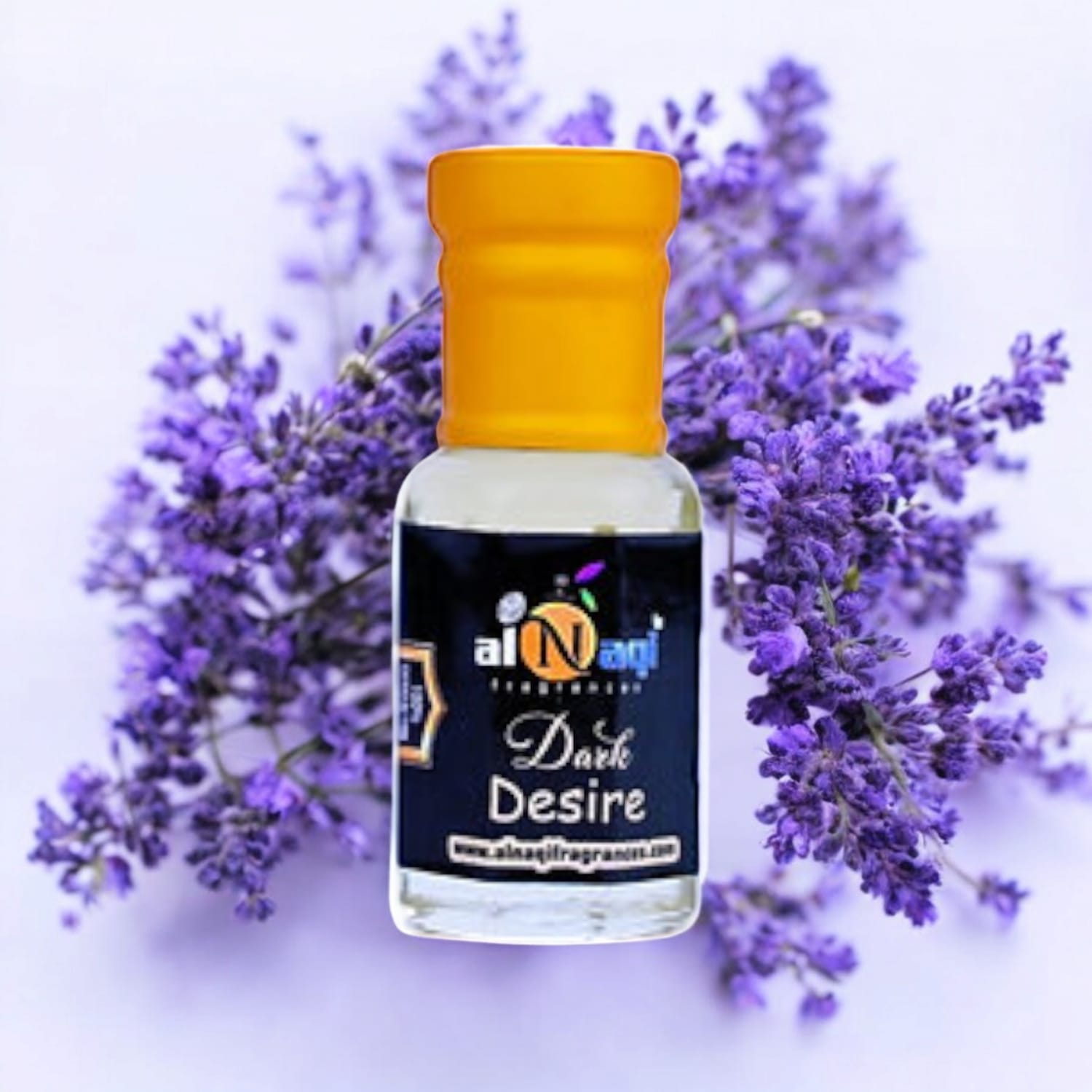Elegant perfume oil with a rich, amber hue