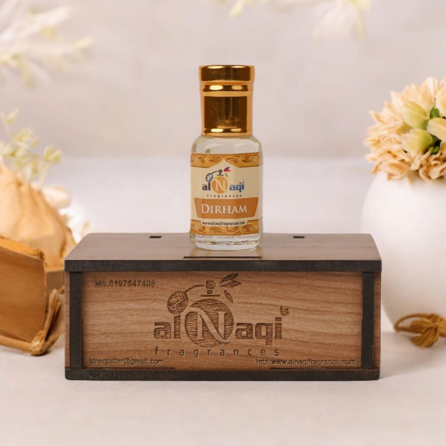 Close-Up of Alnaqi Dirham Attar with Rich Amber Hue