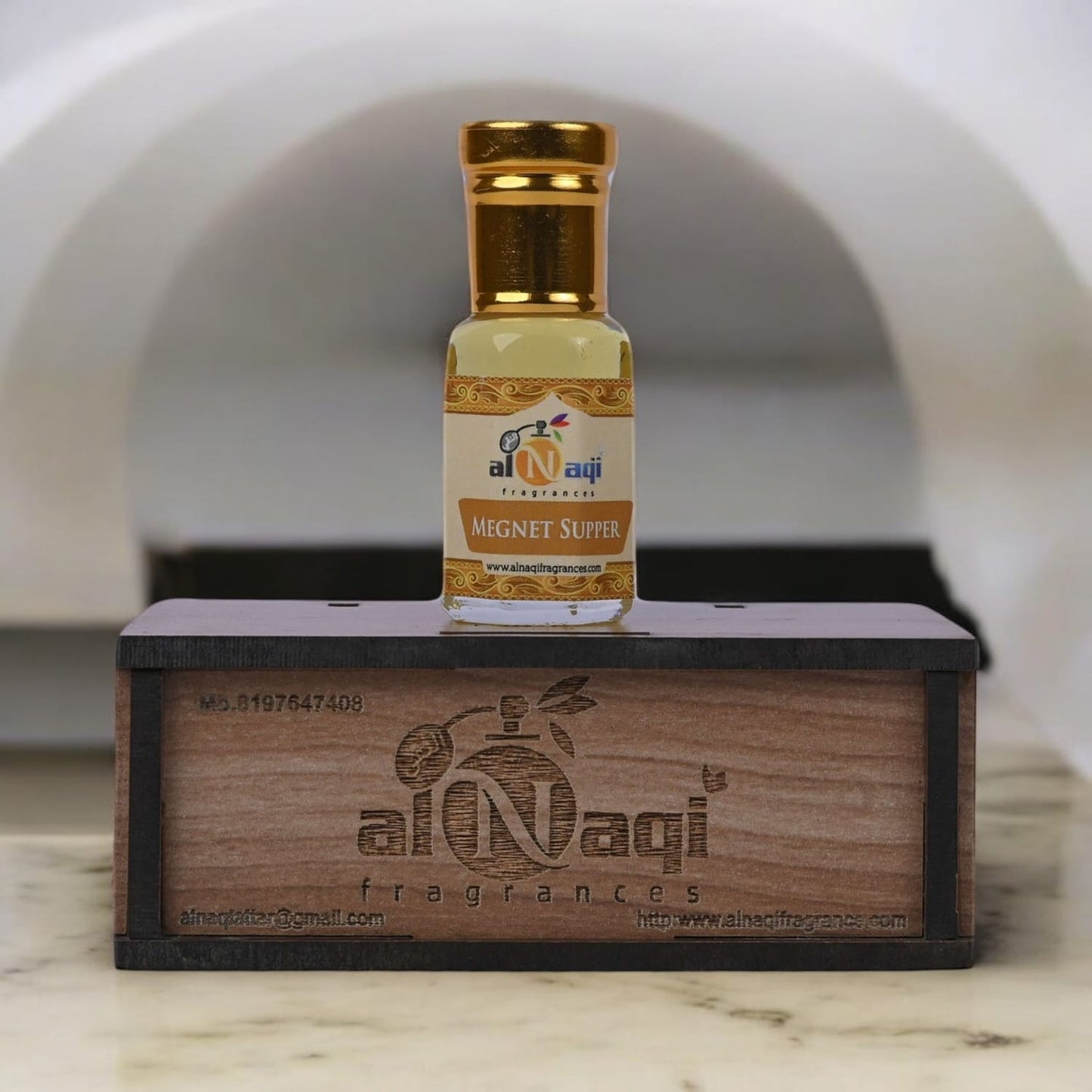 Premium perfume oil in an artistic setting, reflecting its high quality