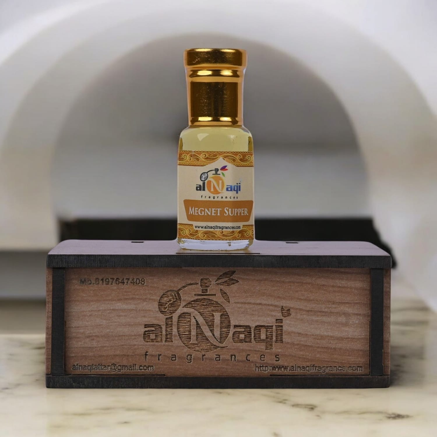 Premium perfume oil in an artistic setting, reflecting its high quality