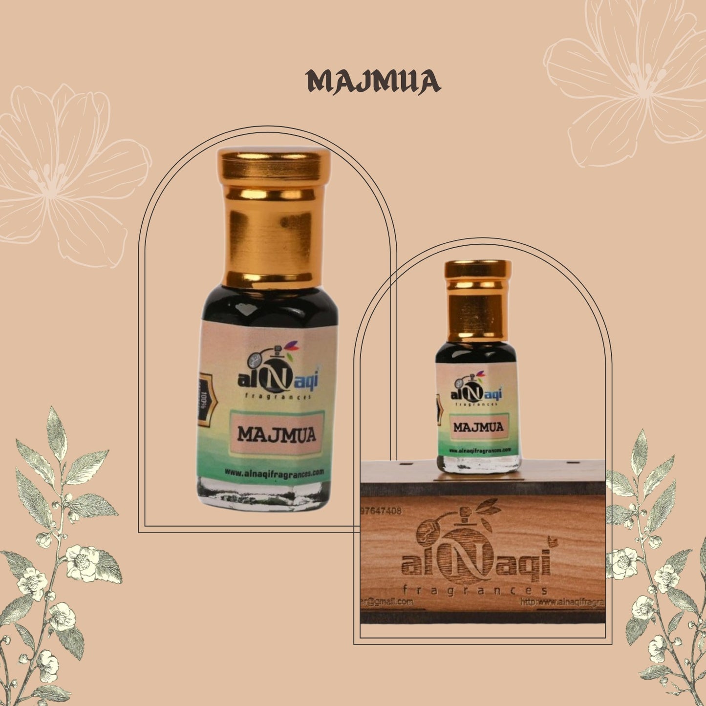 Elegant fragrance bottle surrounded by spices and resins