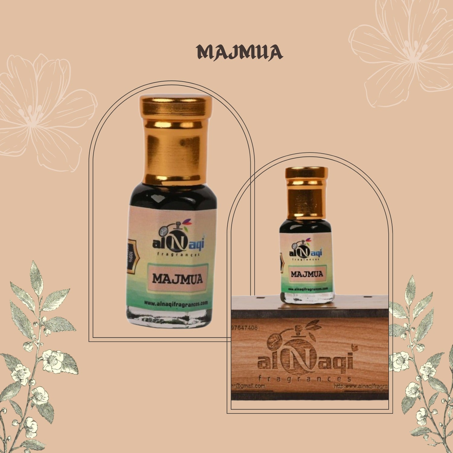 Elegant fragrance bottle surrounded by spices and resins