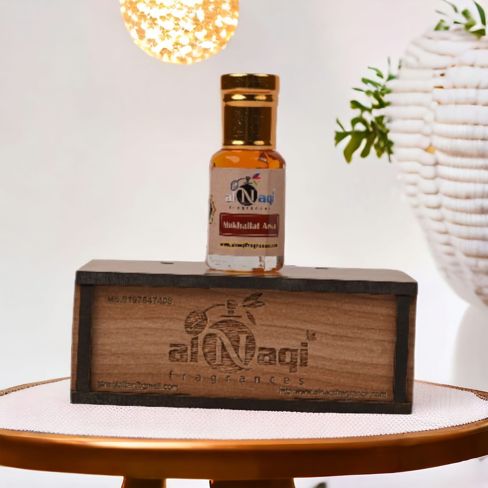 Close-up view of Arabian Musk Attar liquid highlighting its clarity.