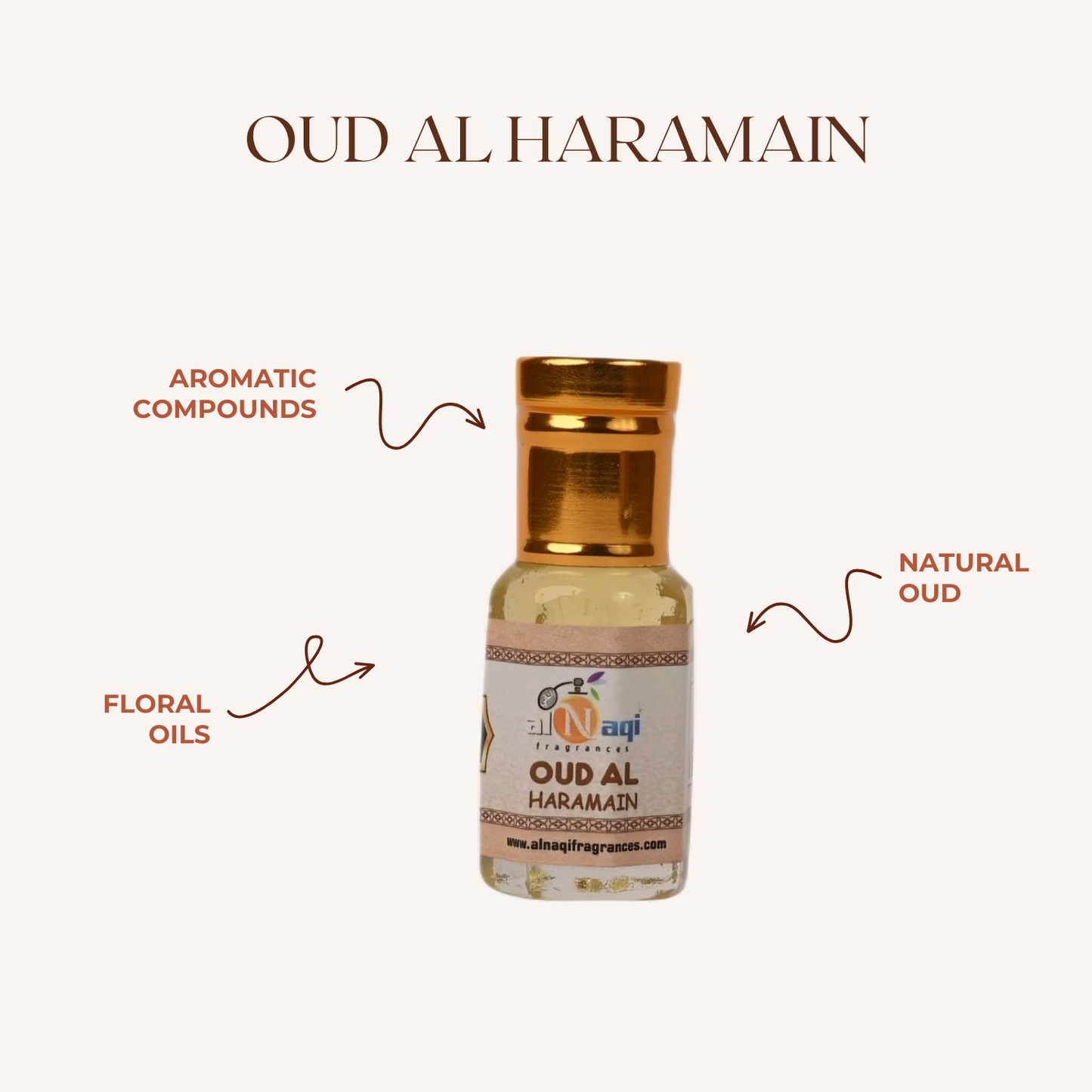 Sophisticated attar with deep, warm tones of Oud and Amber