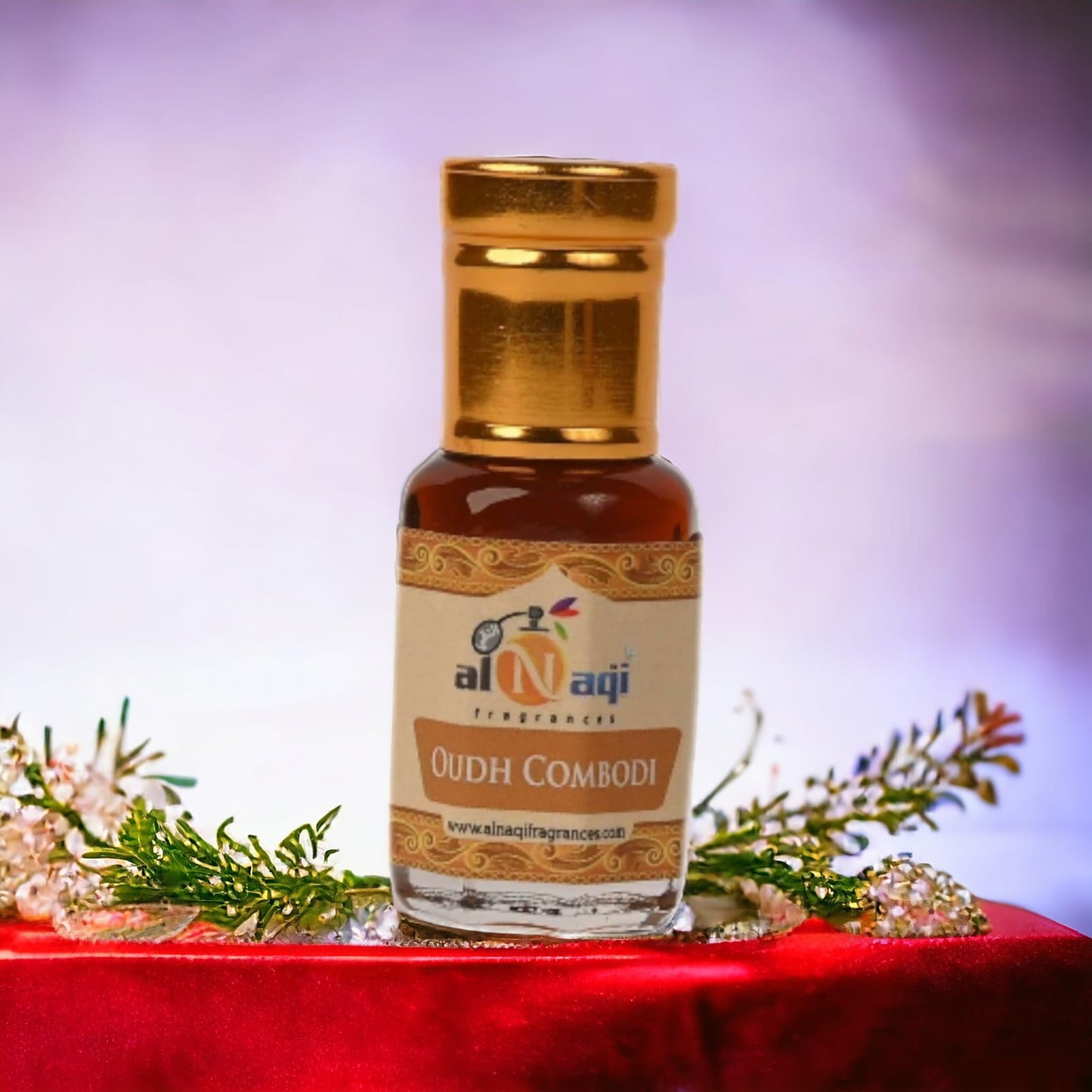 Intricately designed attar bottle with amber essence