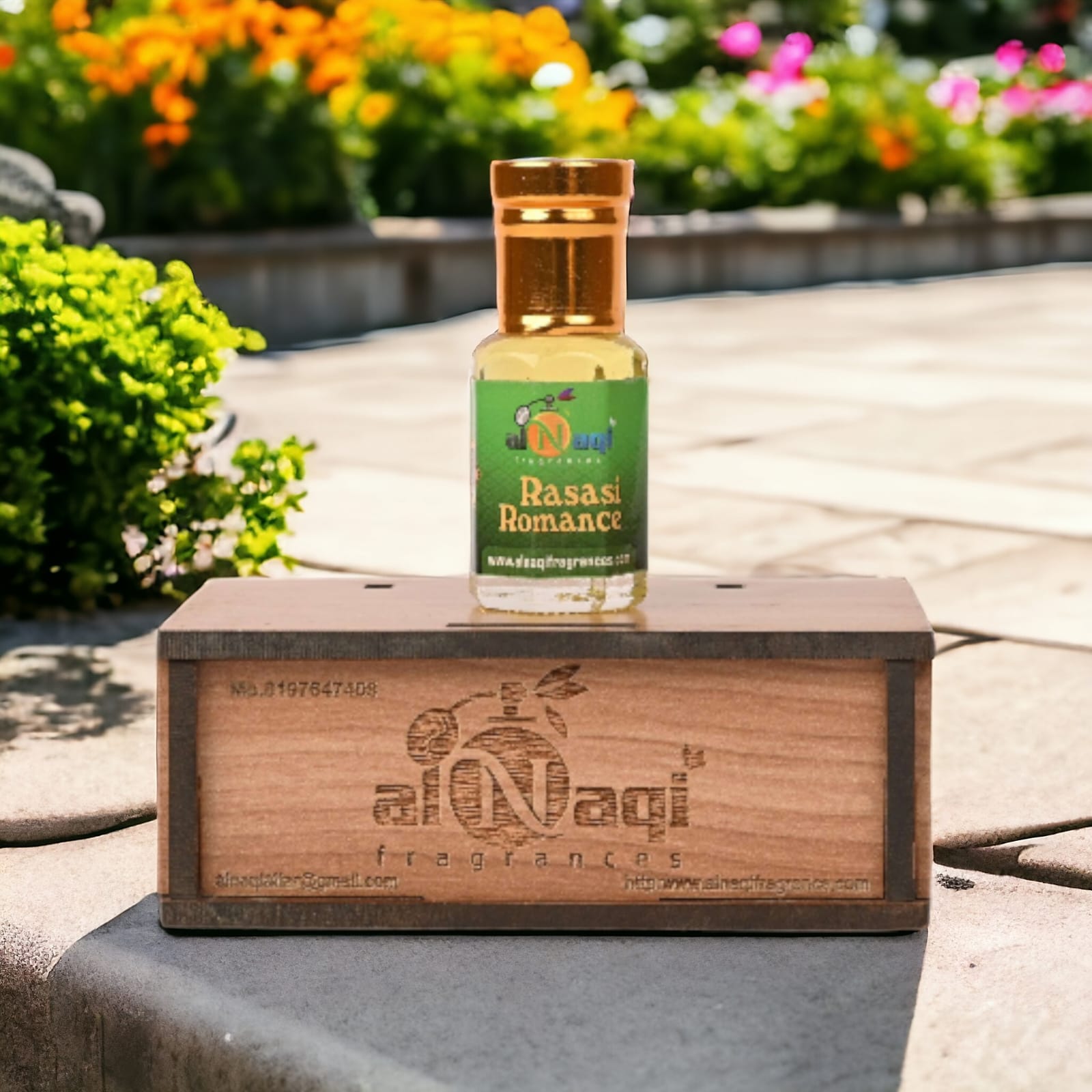 Luxurious vial showcasing a blend of Rose and Jasmine