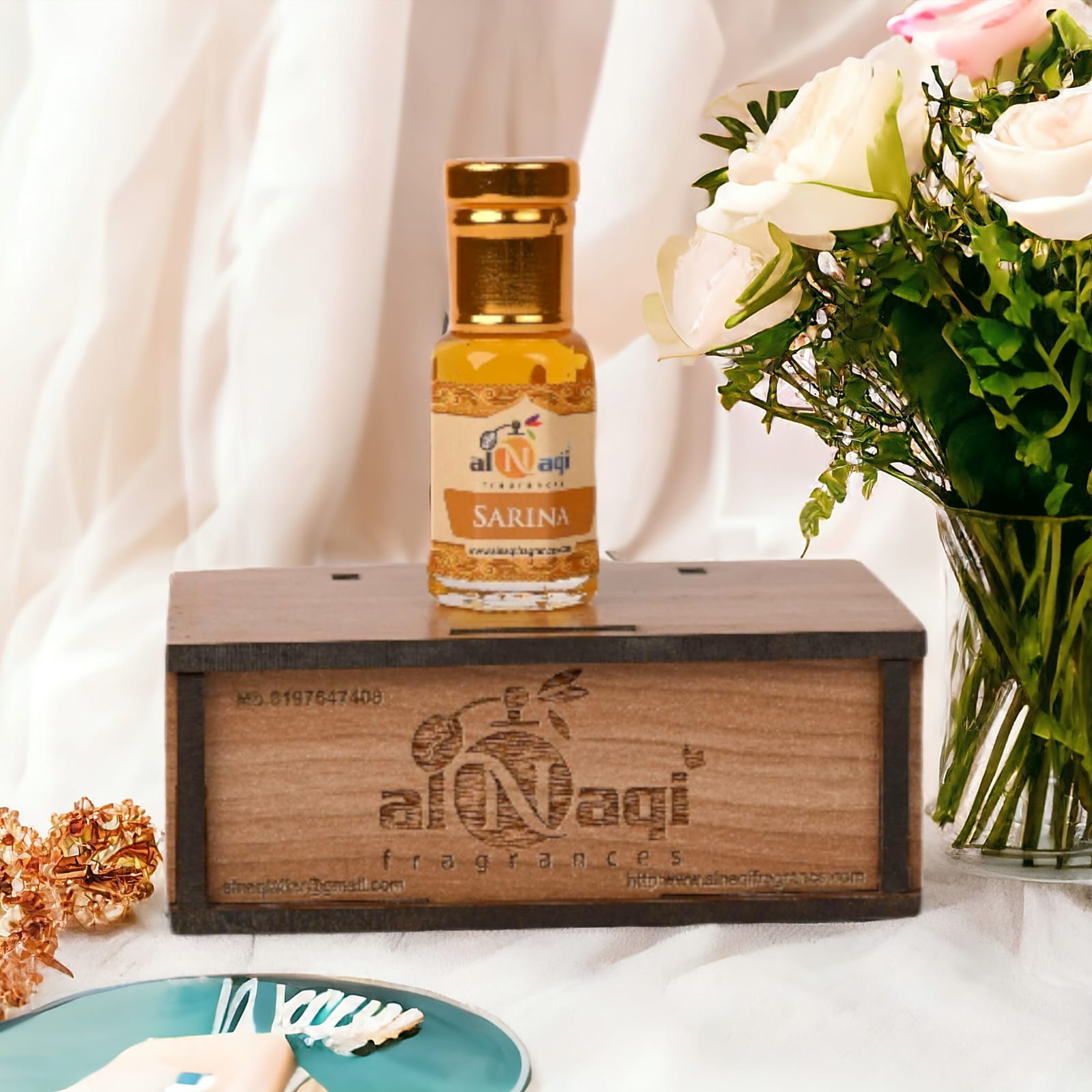 Close-up of woody and musky ingredients in a fine attar