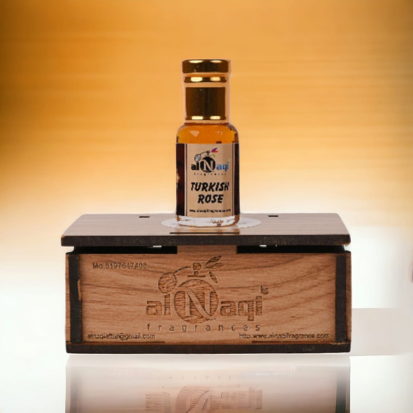 Elegant glass bottle of luxury rose fragrance