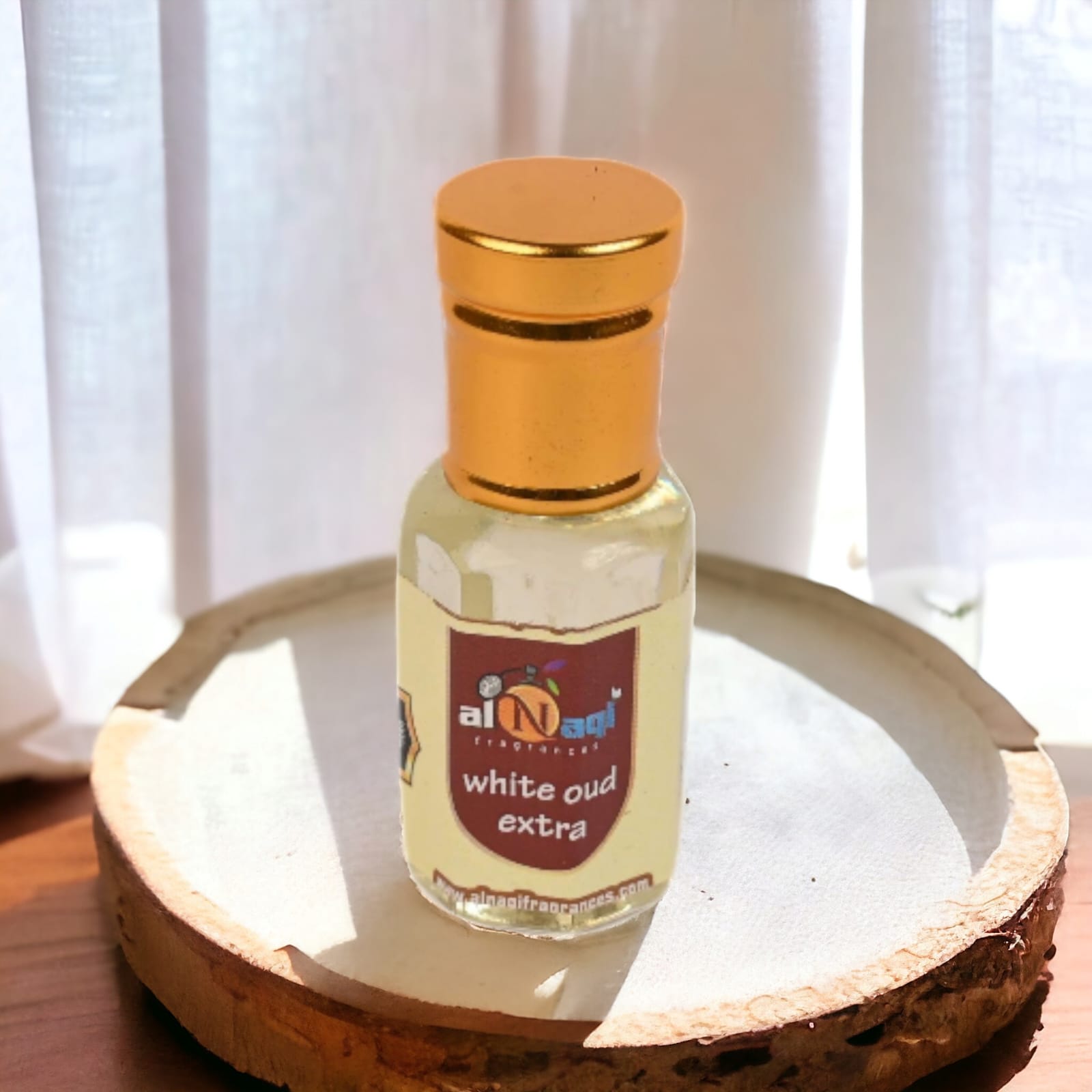 Close-up of the sophisticated scent of White Oud in a sleek bottle