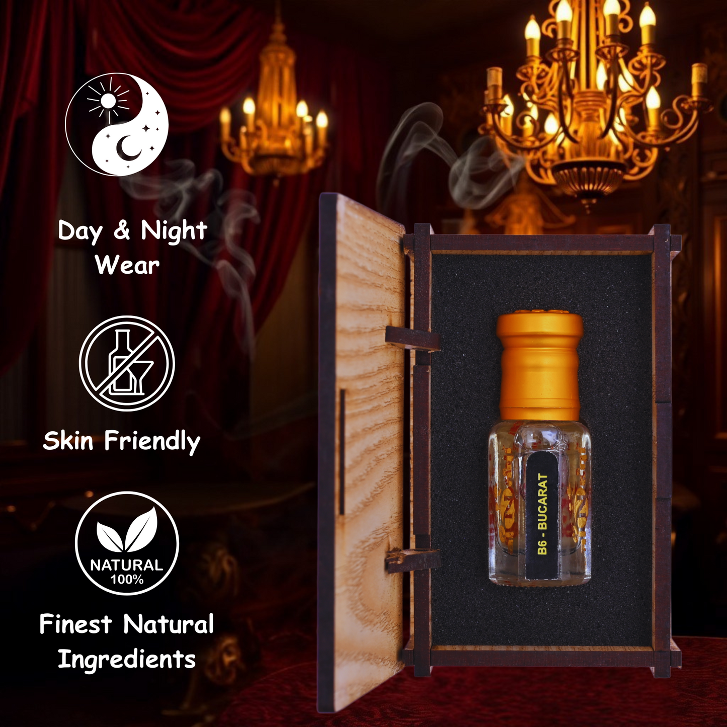 A sophisticated scent with floral and woody notes for a refined touch.