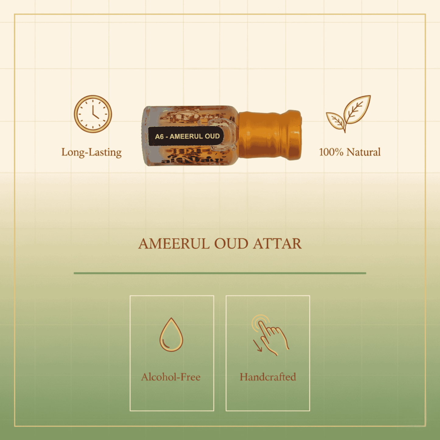 alNaqi Ameerul Oudh Attar packaging with luxurious oud vanilla fragrance oil