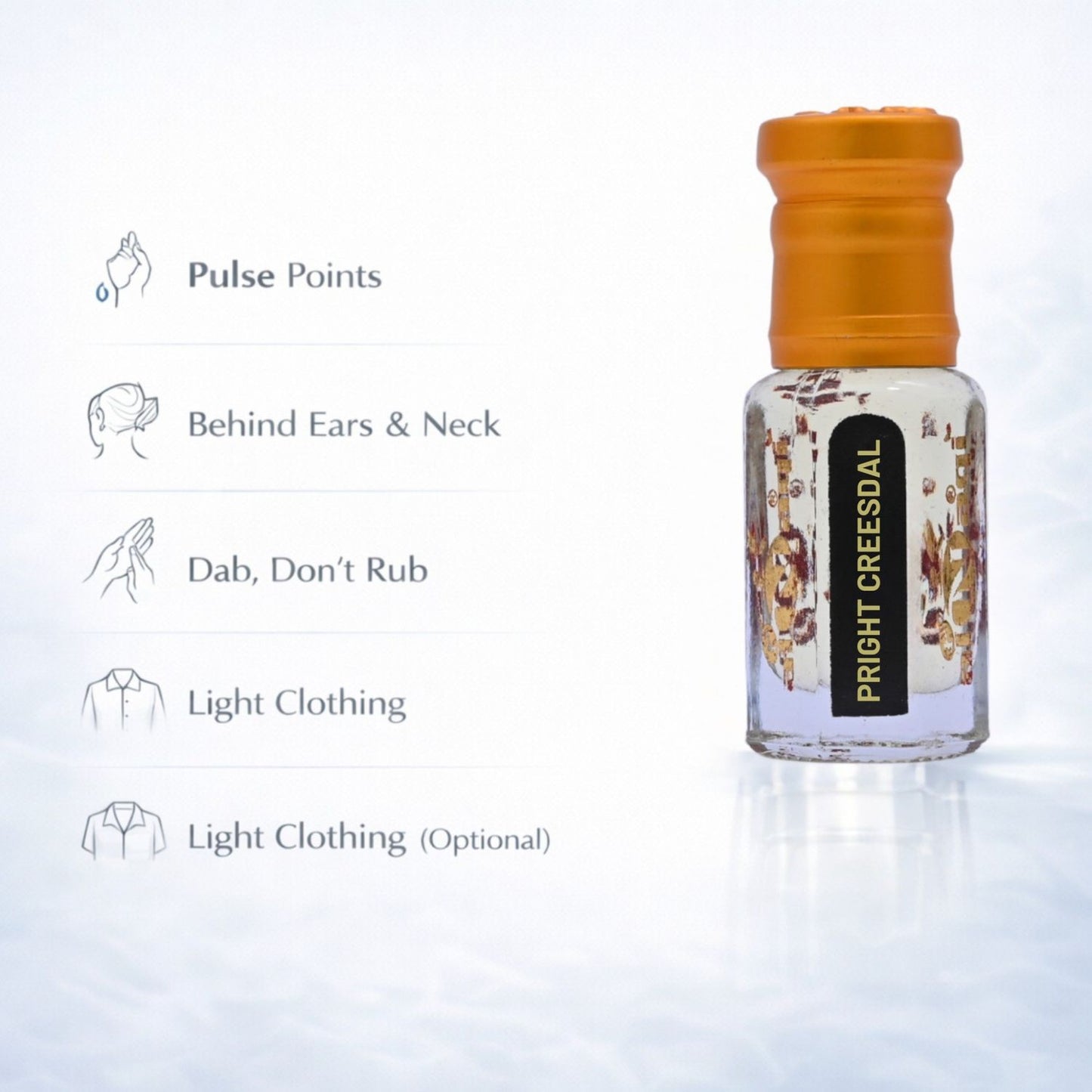 Perfume oil bottle alongside other premium fragrance options