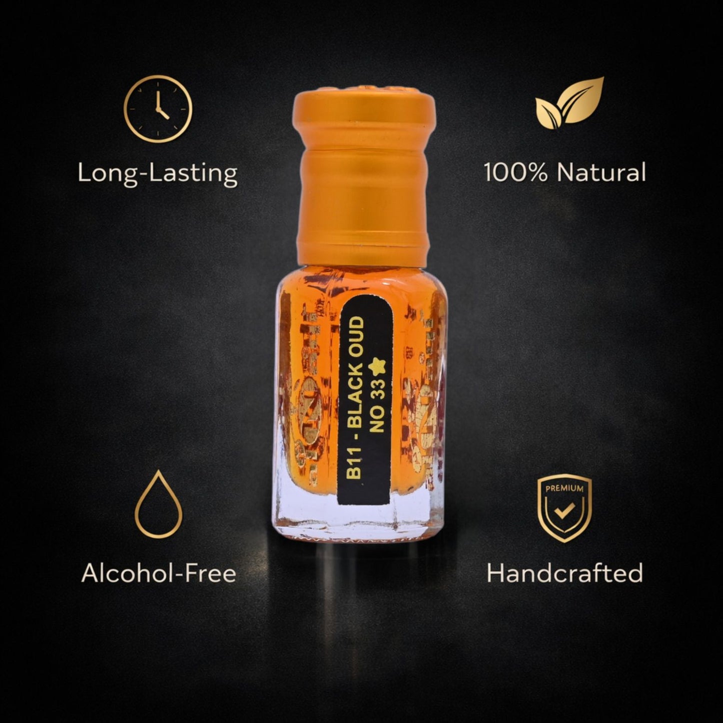 Elegant packaging of a bold, long-lasting attar for men