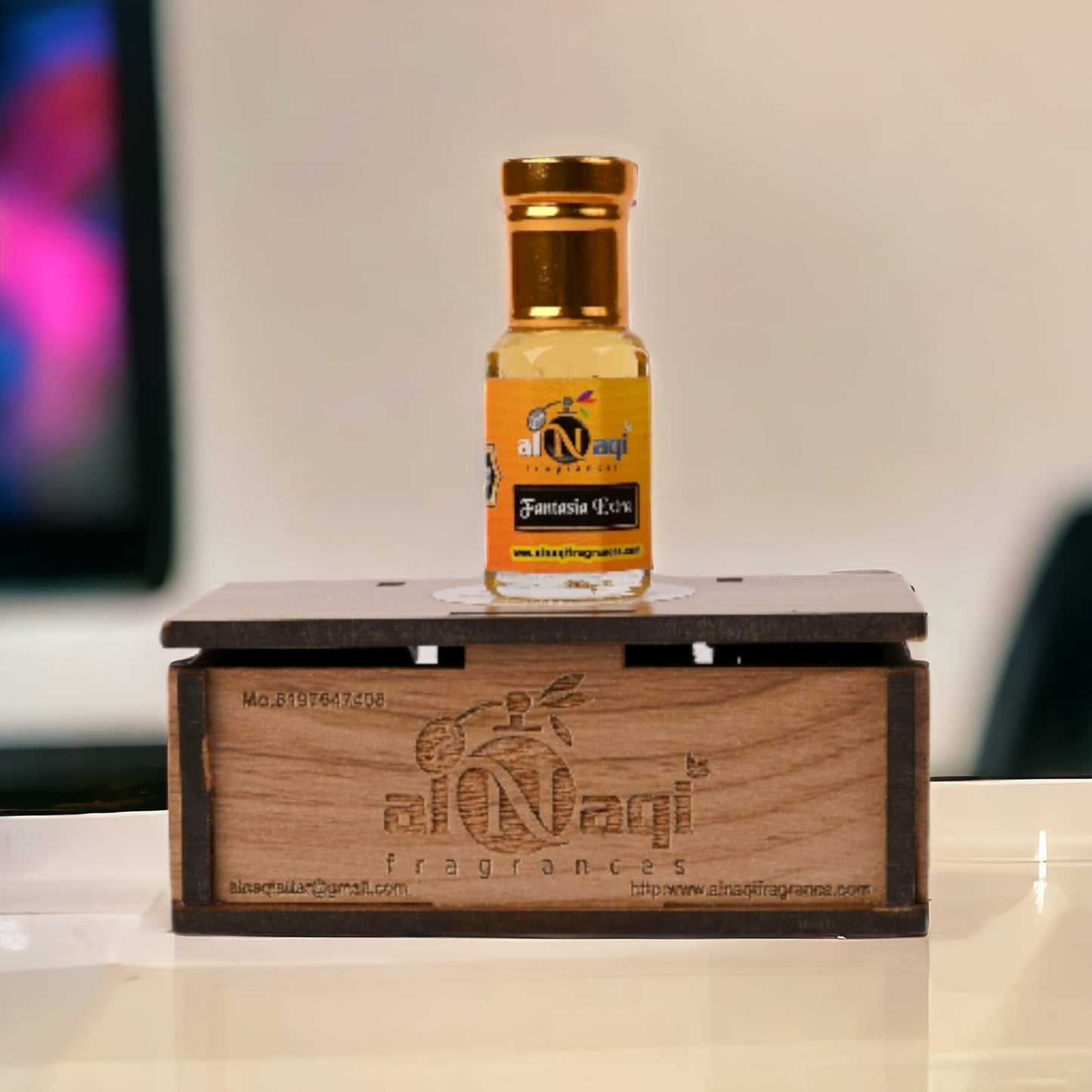 Richly crafted attar bottle with delicate golden cap
