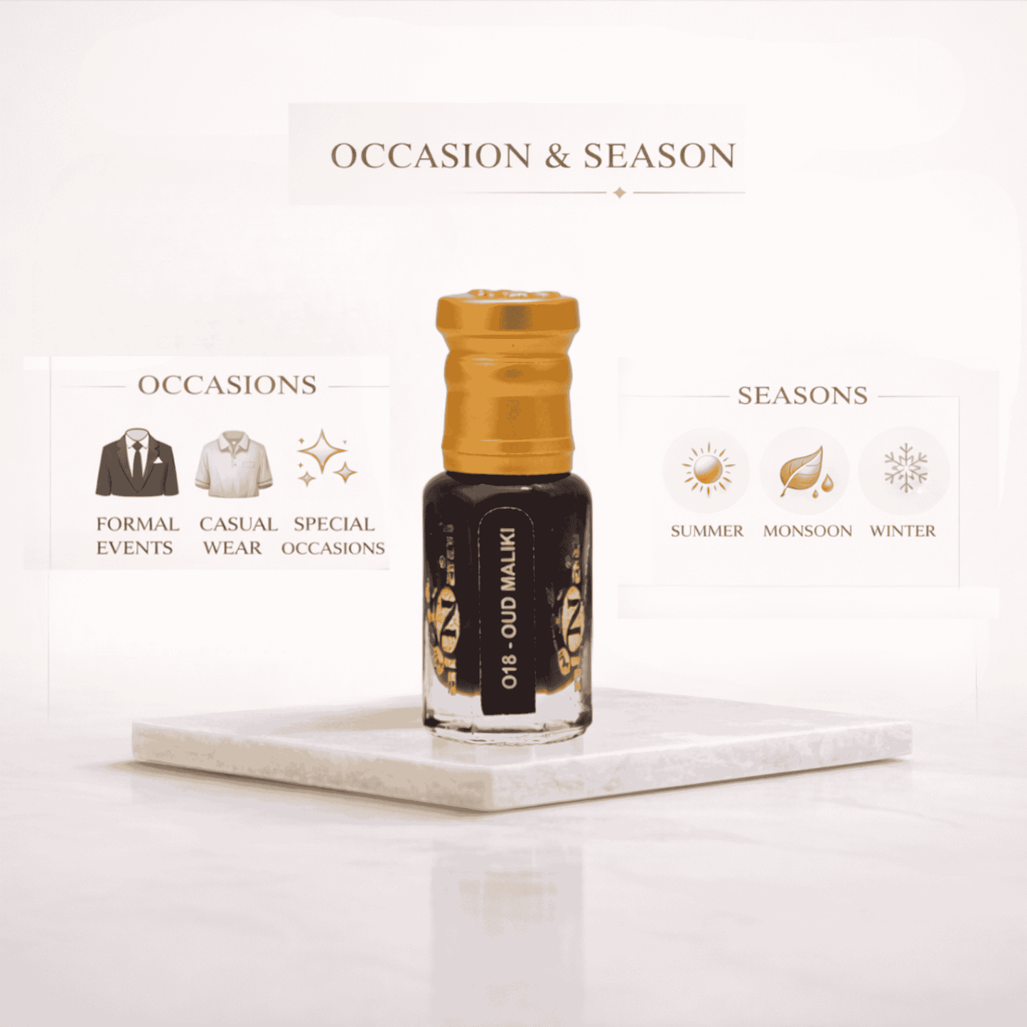 Fragrance in Arabic style with natural oud perfume oil and royal aroma