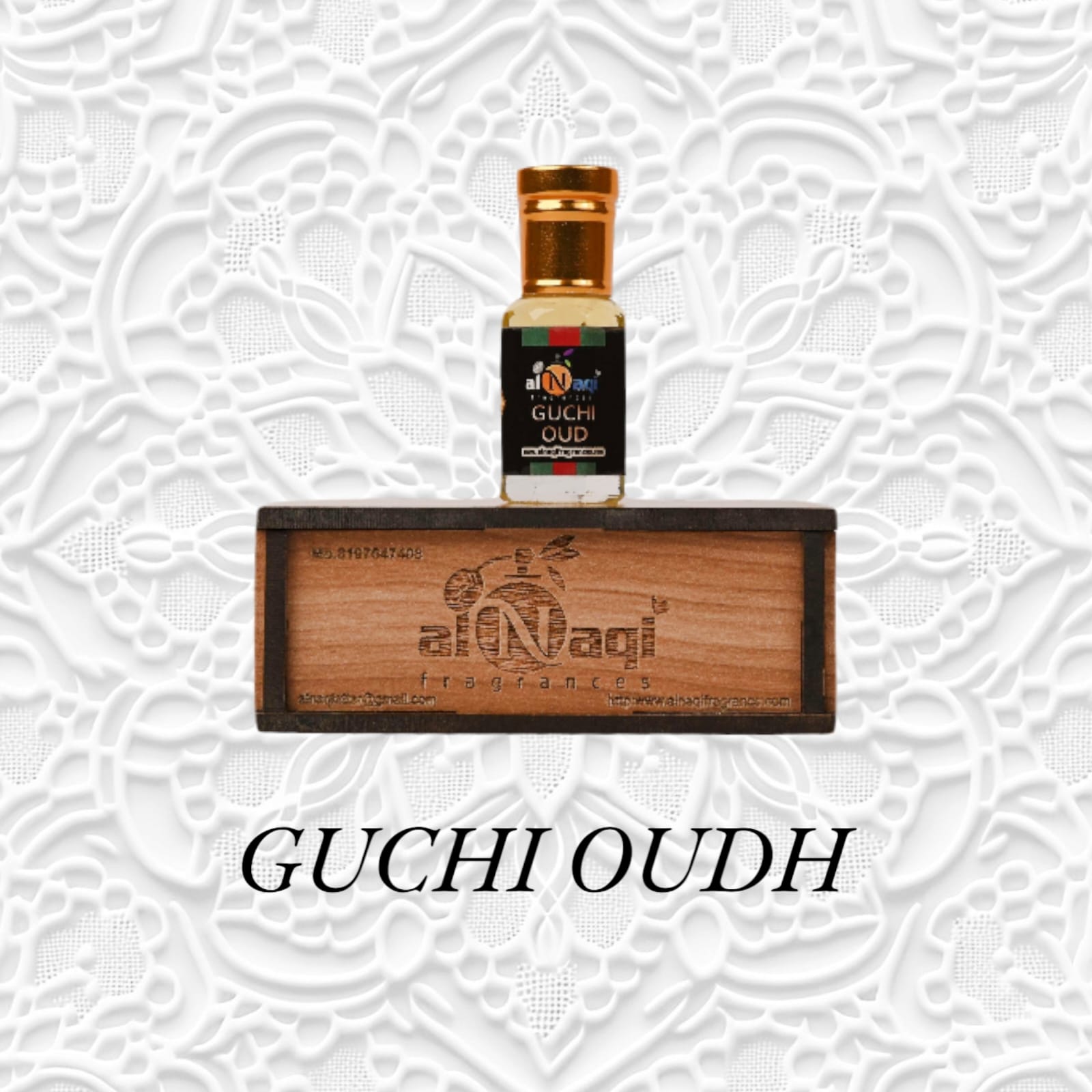 Elegant glass bottle with rich oud fragrance