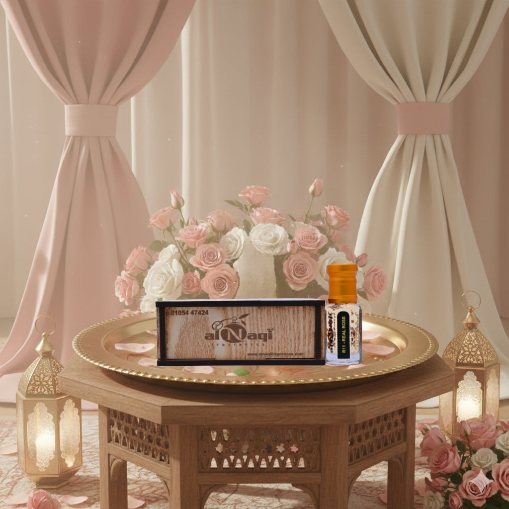 Real Rose Attar lifestyle fragrance application