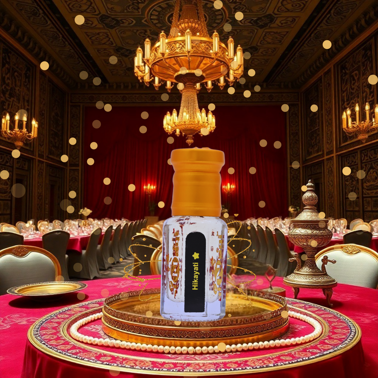 A rich and captivating blend of warm spices and floral elegance in a premium fragrance bottle.