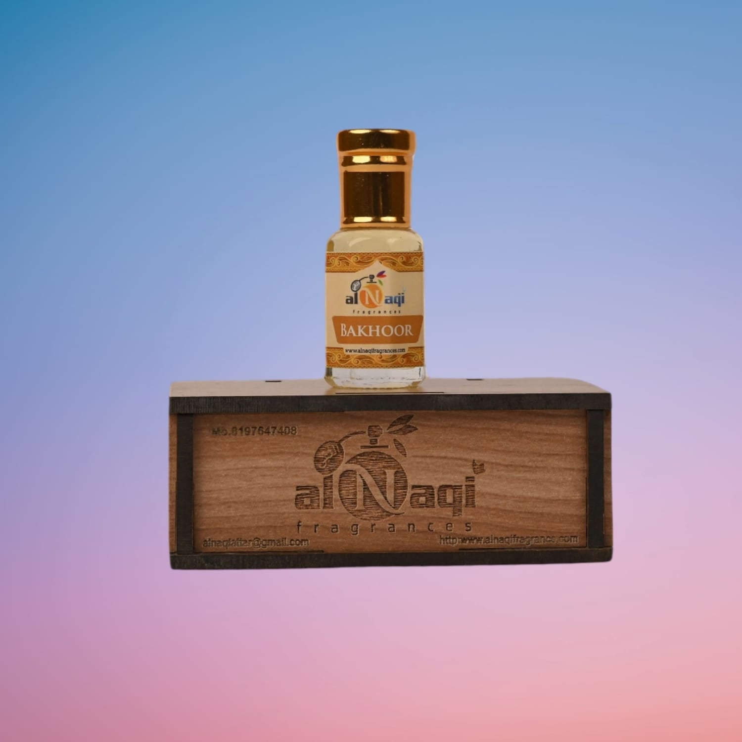 Sleek glass container of Bhakoor Attar showcasing its premium quality.