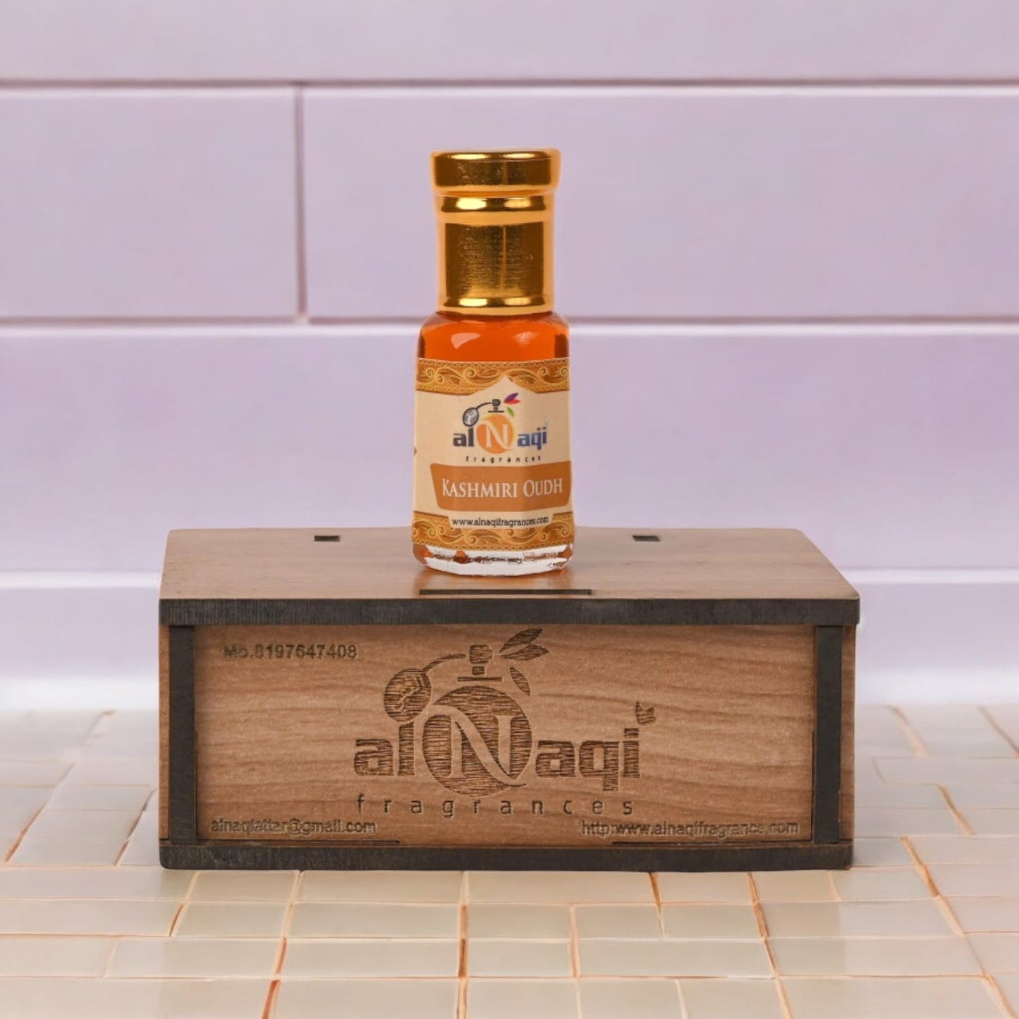 Close-up of the rich, dark liquid inside the high-quality attar bottle.