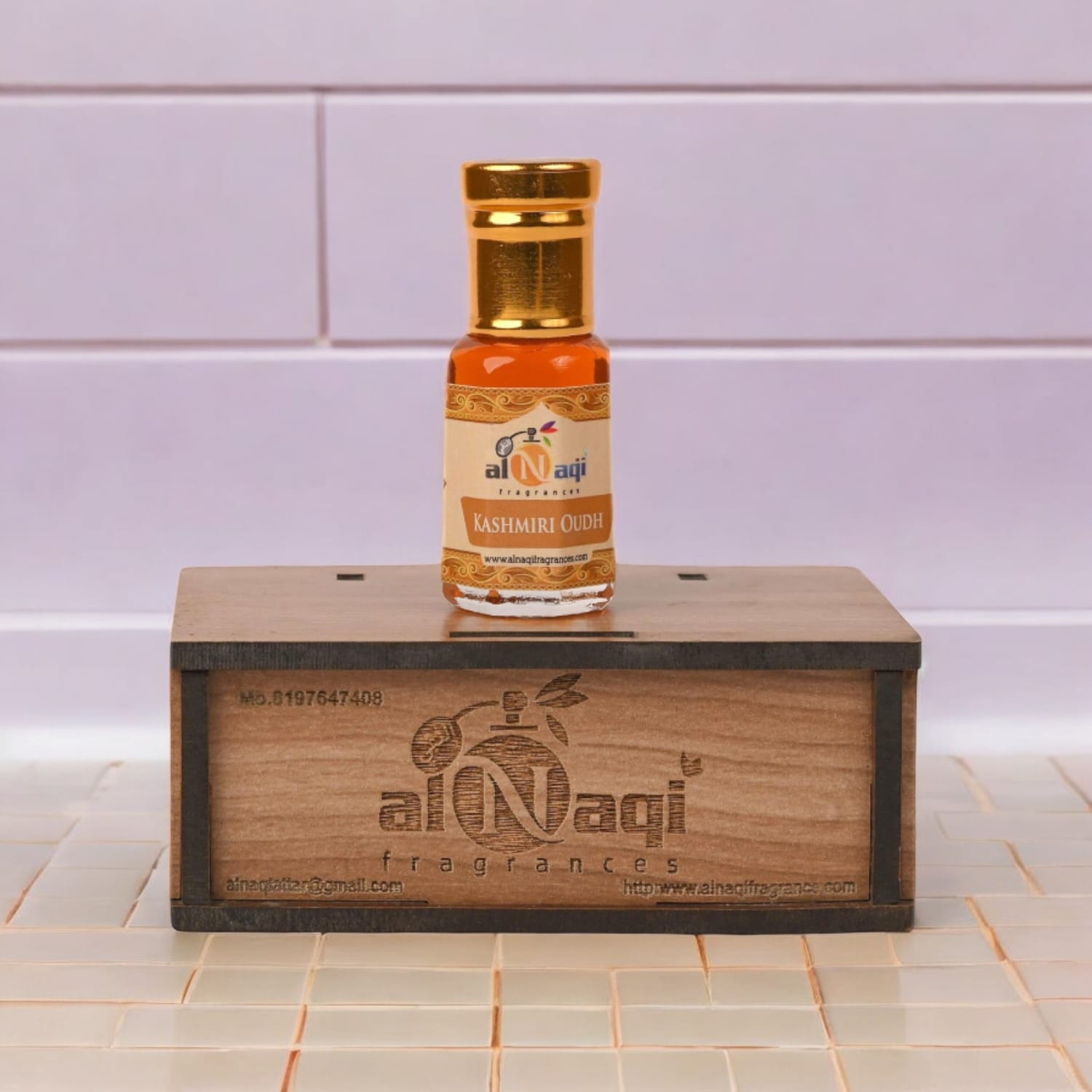 Close-up of the rich, dark liquid inside the high-quality attar bottle.