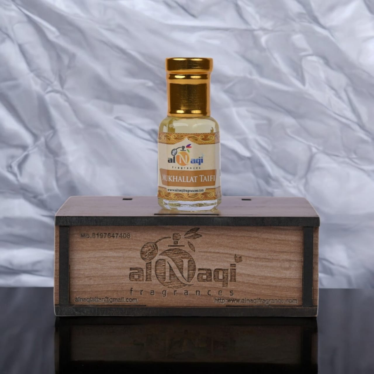 Luxurious attar bottle on a marble surface