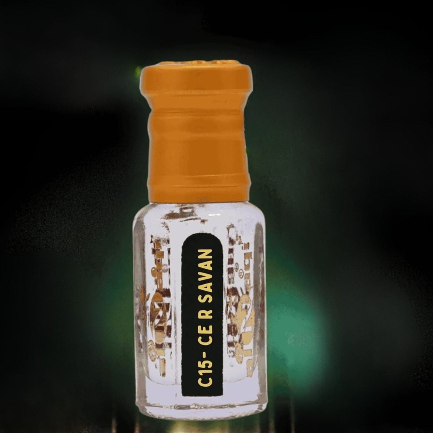 Small bottle with an orange cap on a dark background