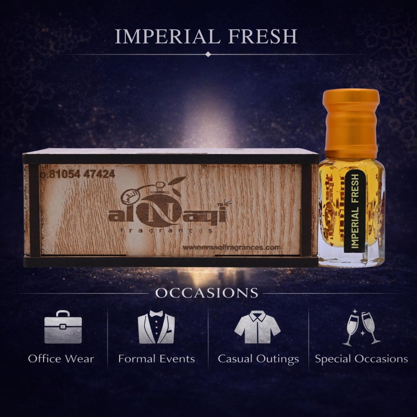 Alnaqi imperial Attar in Stylish Glass Bottle