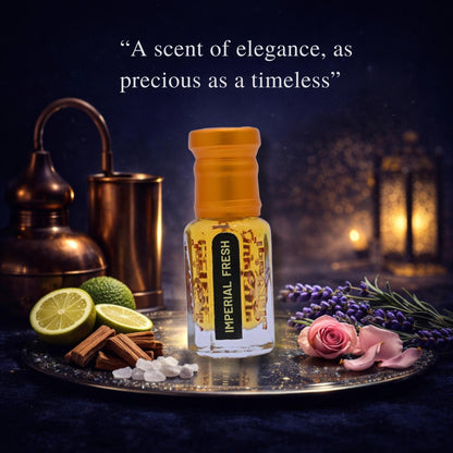 Imperial Fresh perfume bottle with decorative elements on a dark background