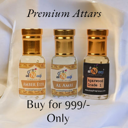 Special Alnaqi Attar Combo of 3 (6ml each) |AmberExtr, Agarwood Grade 1 , AlAmiri  |Pack of 3 | Gift Pack |