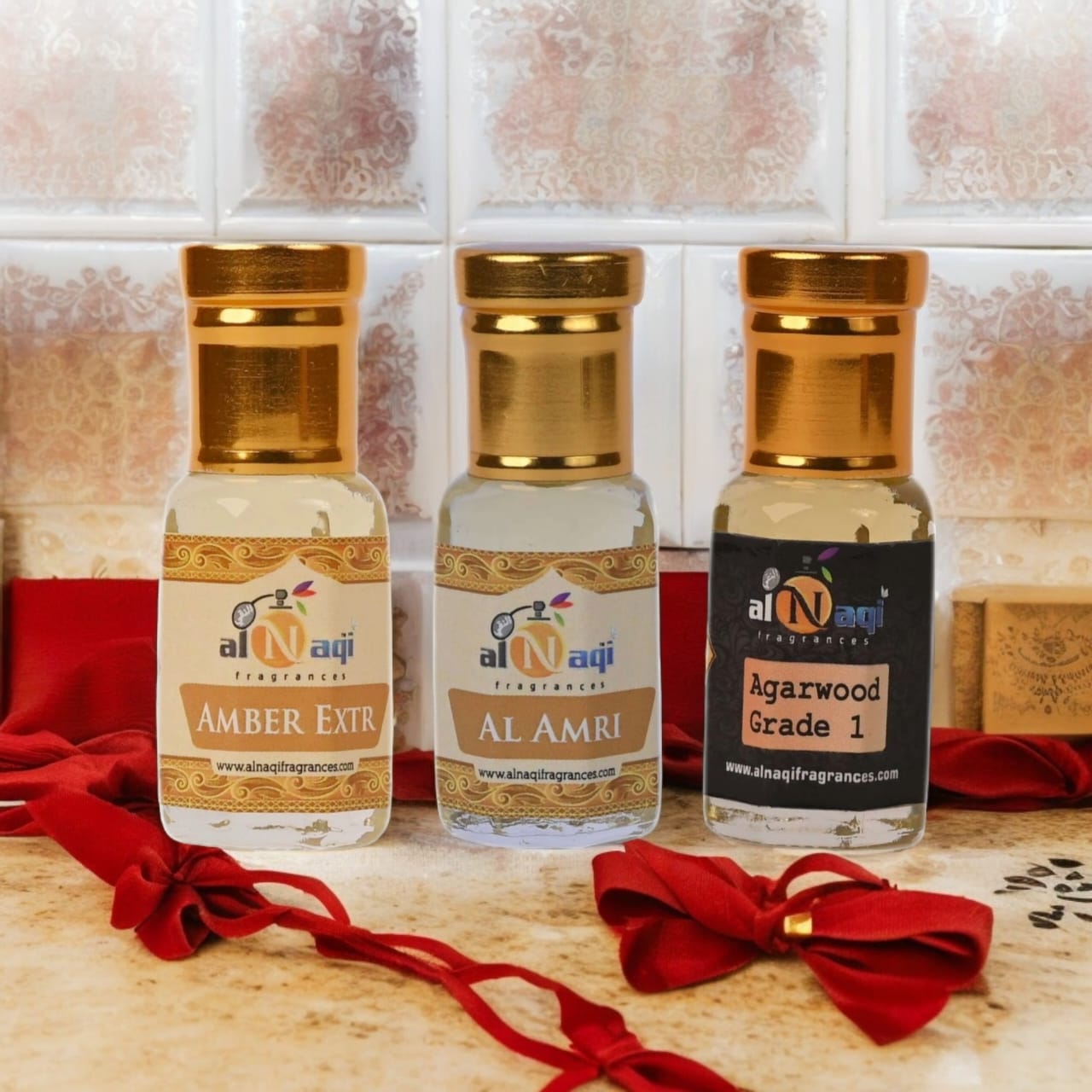 Special Alnaqi Attar Combo of 3 (6ml each) |AmberExtr, Agarwood Grade 1 , AlAmiri  |Pack of 3 | Gift Pack |