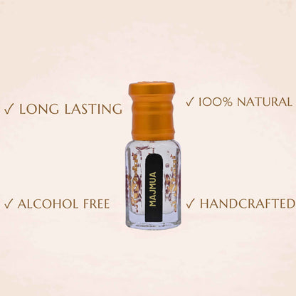 Elegant fragrance bottle surrounded by spices and resins
