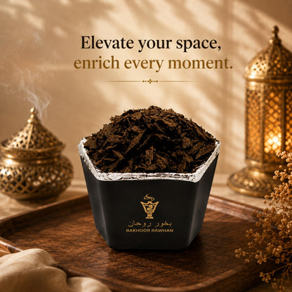 Premium natural wood chips of Alnaqi Bakhoor Rawhan spread out showing wood grain