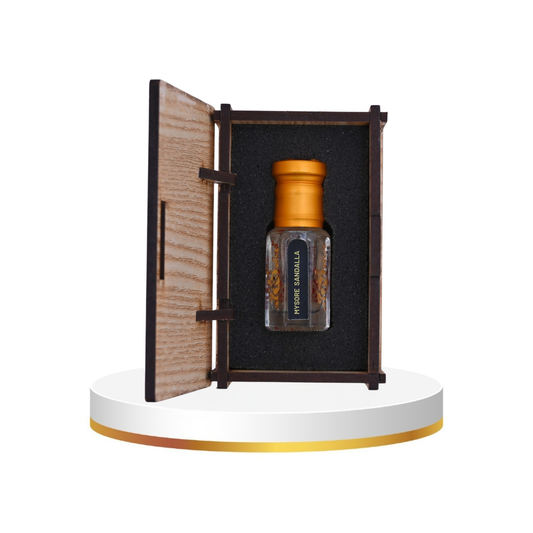 Attar bottle with sandalwood pieces, Indian heritage style