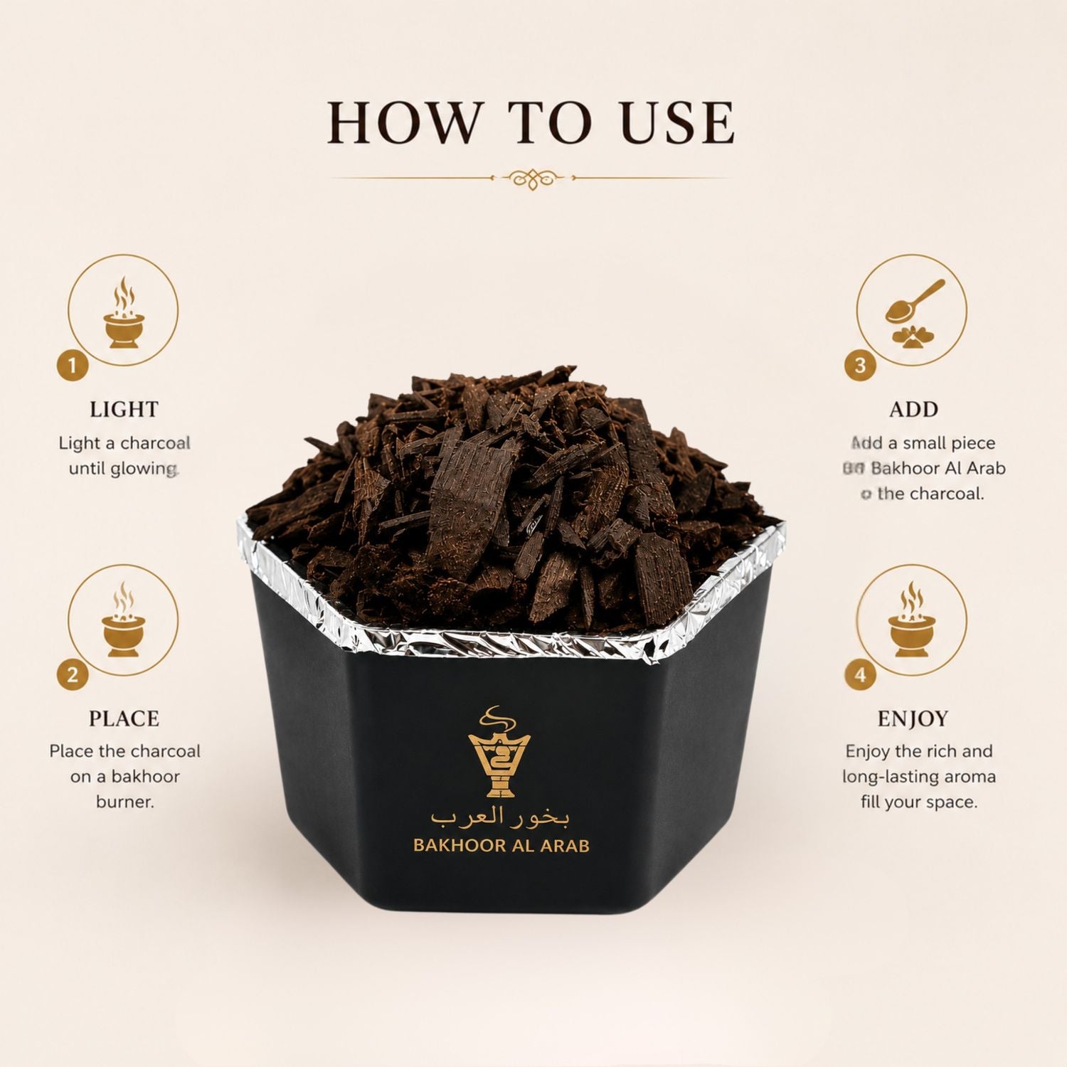 Bhakoor AL-Arab premium bakhoor blend for elegant ambiance