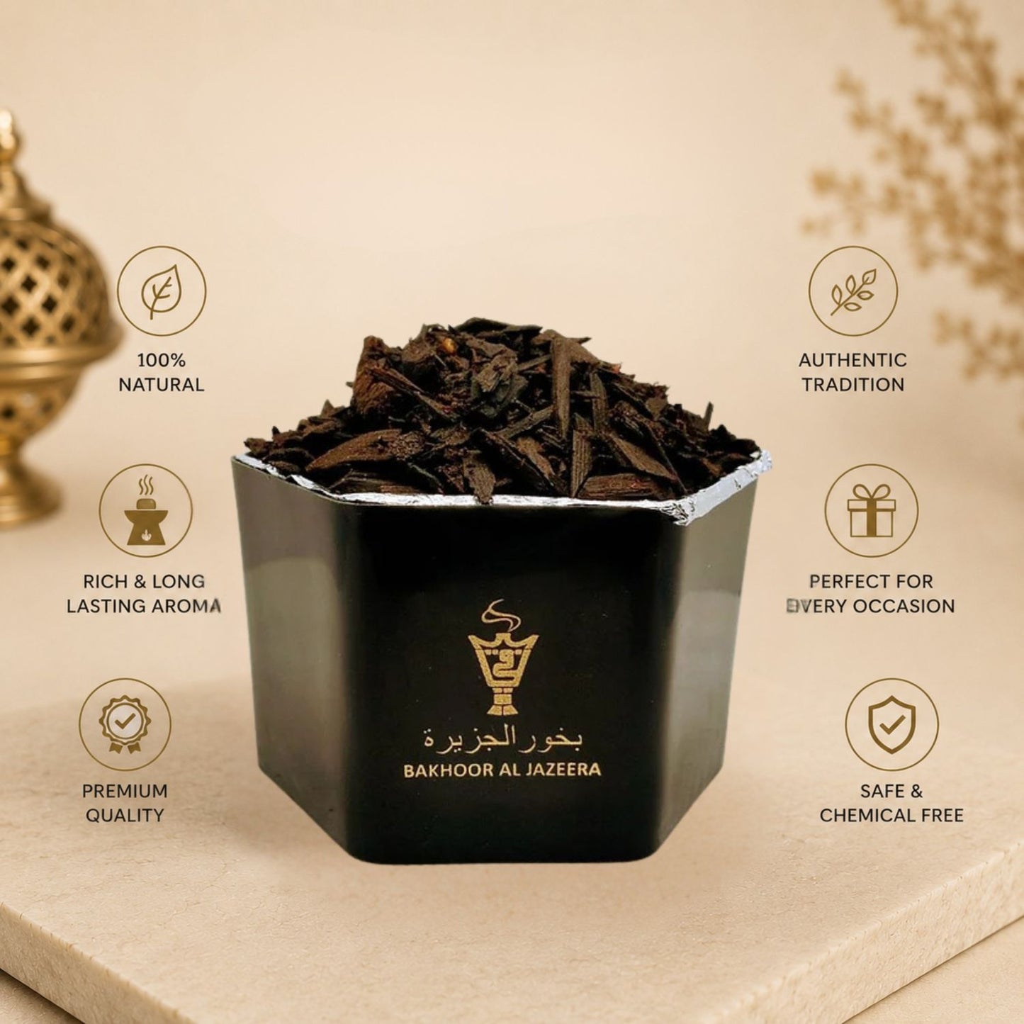 Long lasting Bhakoor Al Jazeera incense with woody aroma