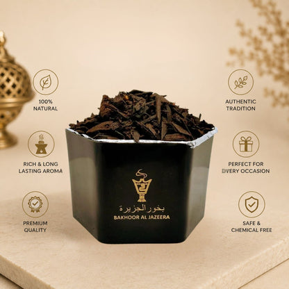 Long lasting Bhakoor Al Jazeera incense with woody aroma