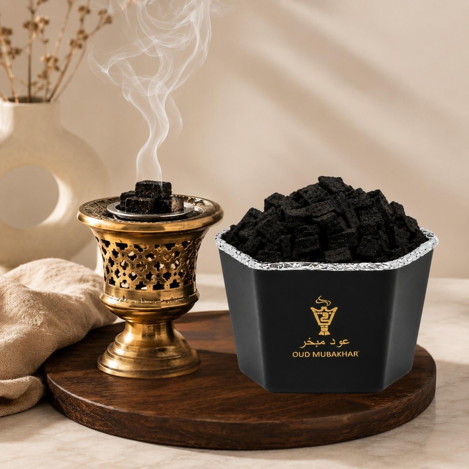 Elegant Alnaqi Oud Mubakhar bakhoor jar for daily fragrance use