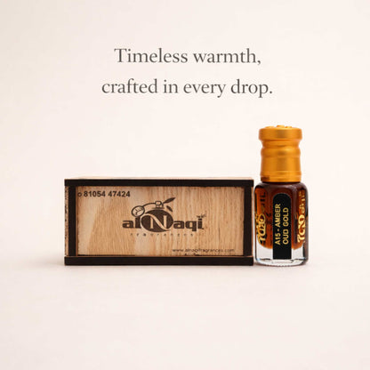 Al-Naqi perfume bottle with wooden box on a white background