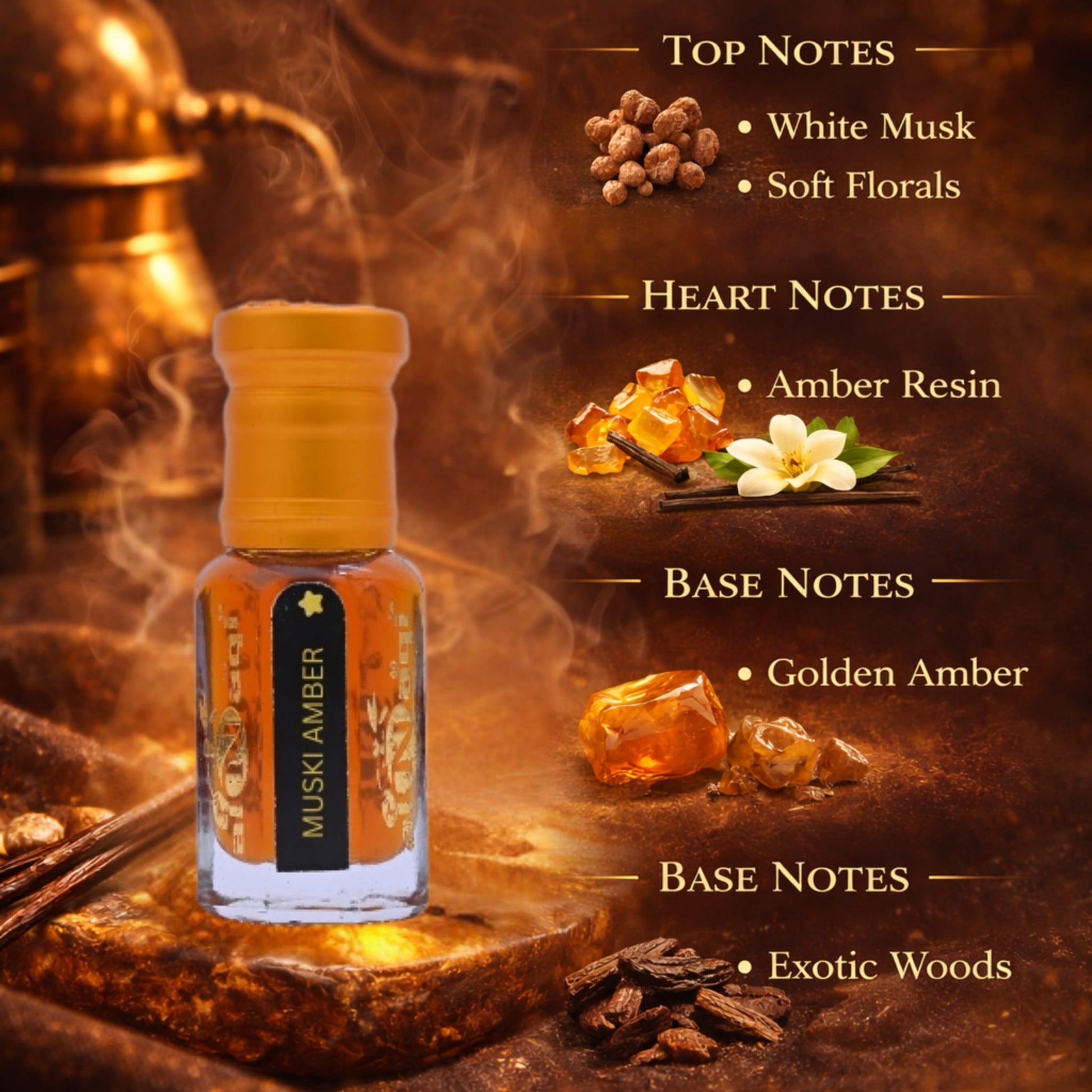 Muski Amber Attar elegant outer packaging design